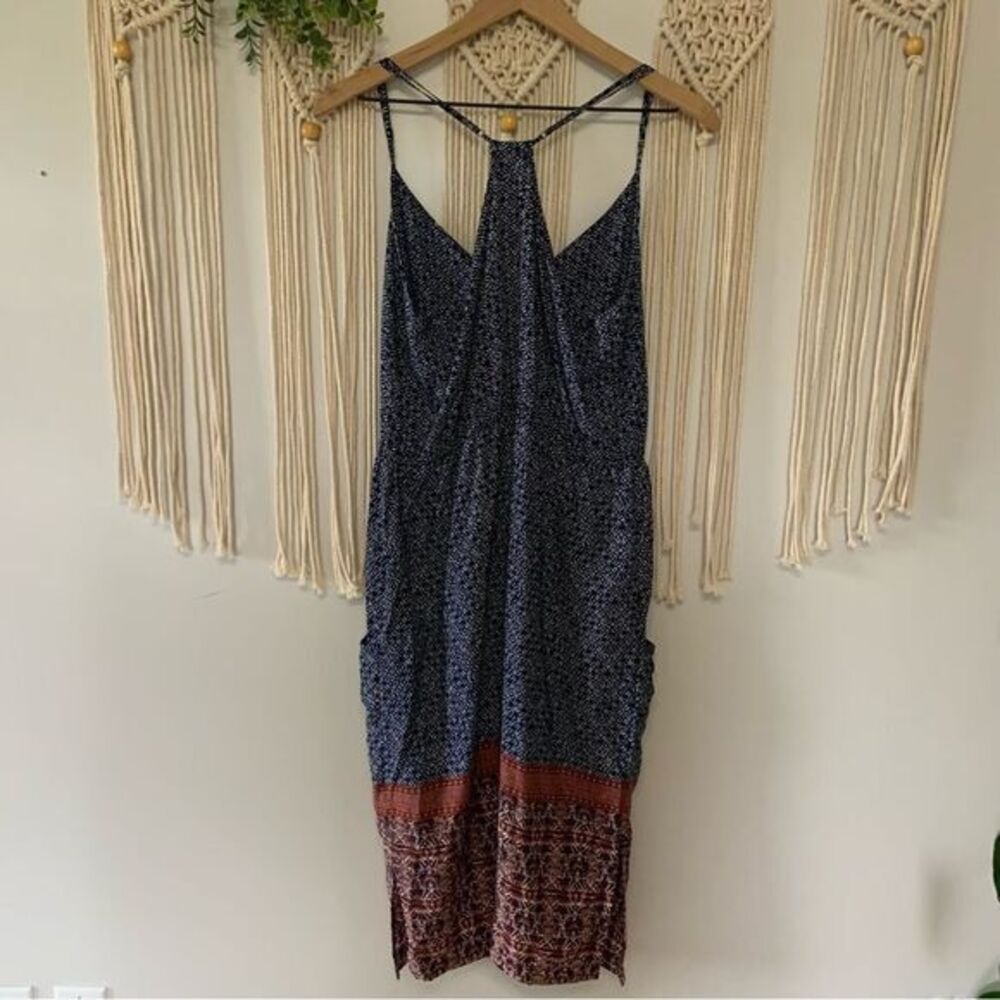 PATAGONIA Women’s Lost Wildflower Dress Sunburst Crux Navy Pockets Size Large - Picture 7 of 14
